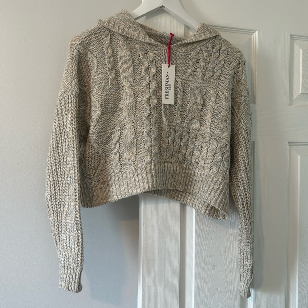 Freshman 1996, hooded, a crop top knitted sweater SIZE:medium